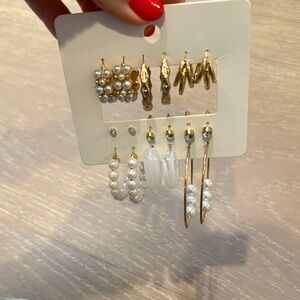 Elegant Gold and Pearl Earring Set